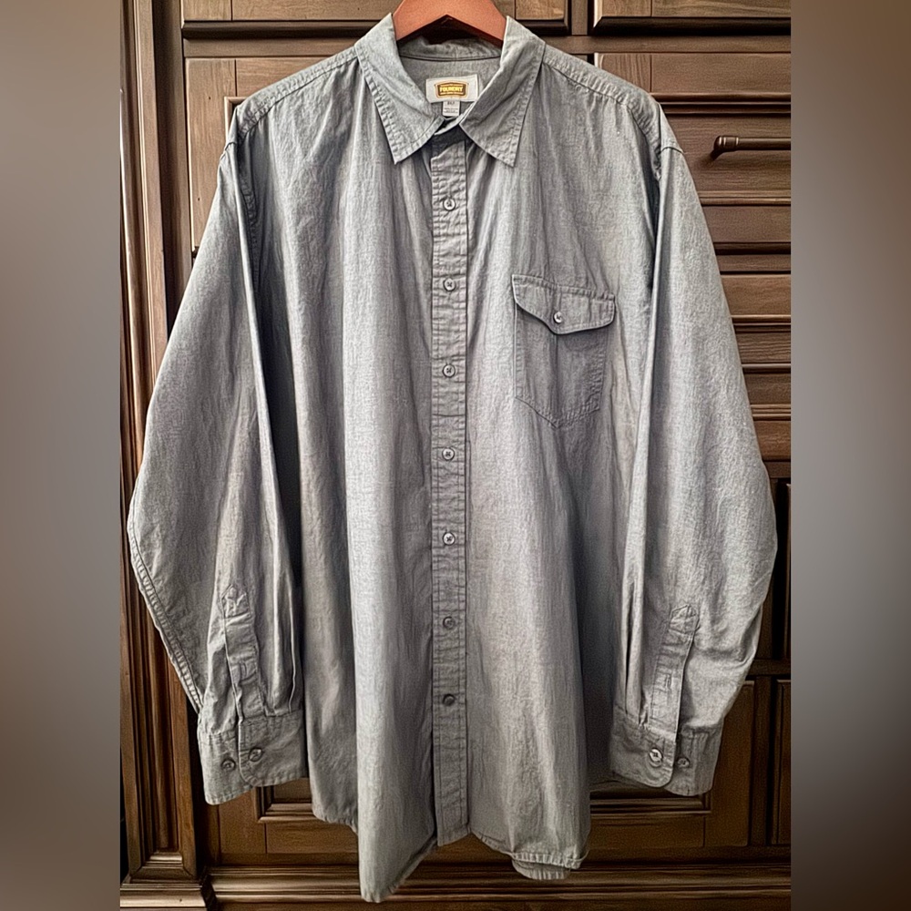 Foundry Supply Co Big/Tall Men’s Long Sleeve Button Shirt - Charcoal - Size XXL